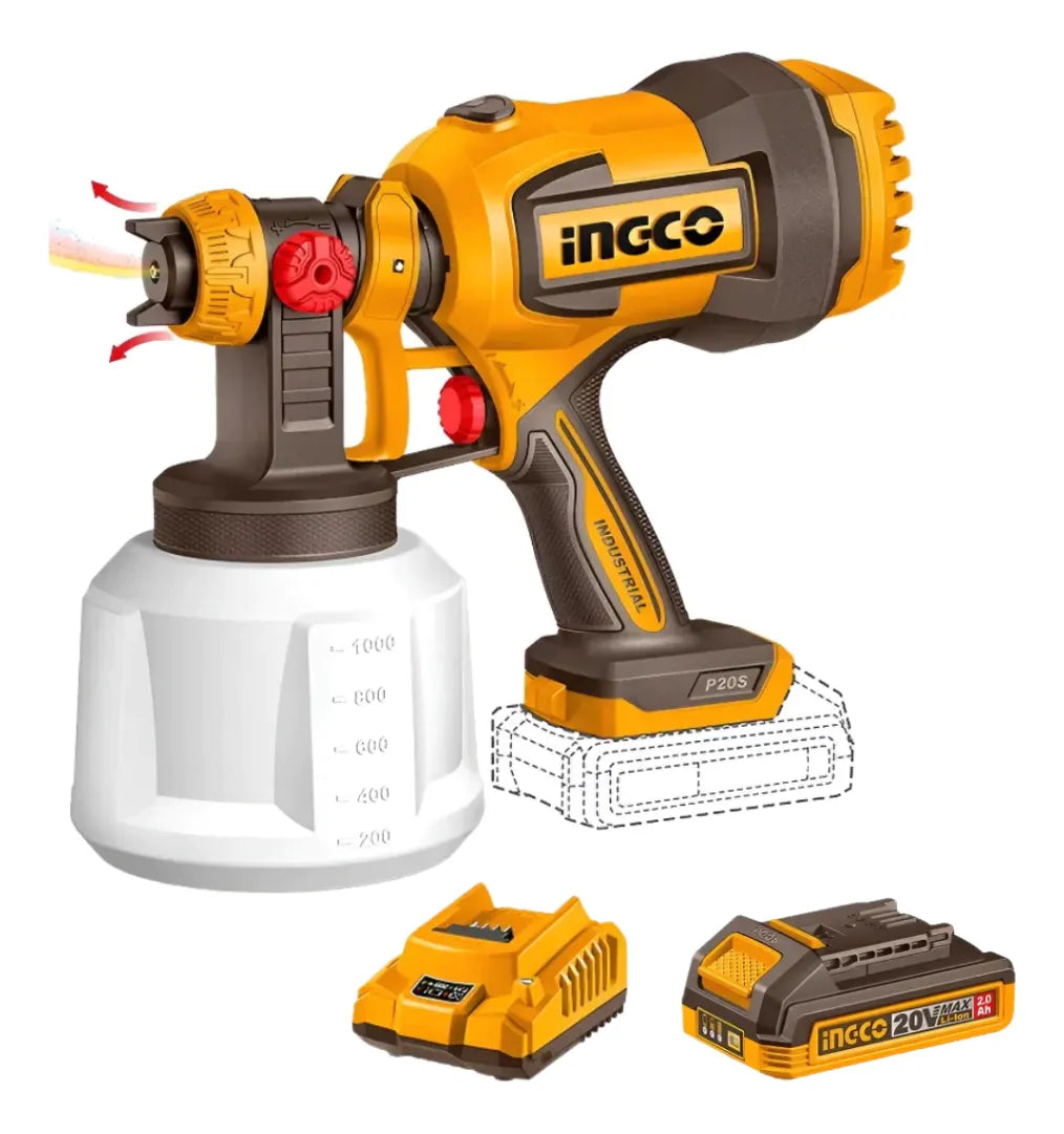 Pistola para pintar inalámbrica 20V - Ingco